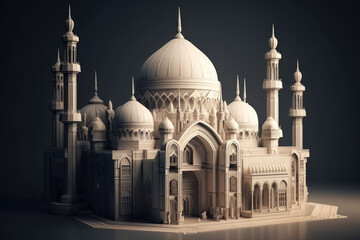 Fototapeta na wymiar amazing architecture design of muslim mosque ramadan, generative AI