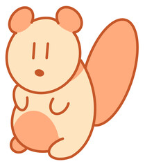 Cute squirrel cartoon style, sticker for a children s bedroom, illustration