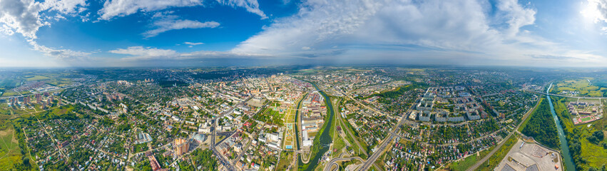 Fototapeta na wymiar Tula, Russia. Panorama of the city. Summer. Panorama 360. Aerial view
