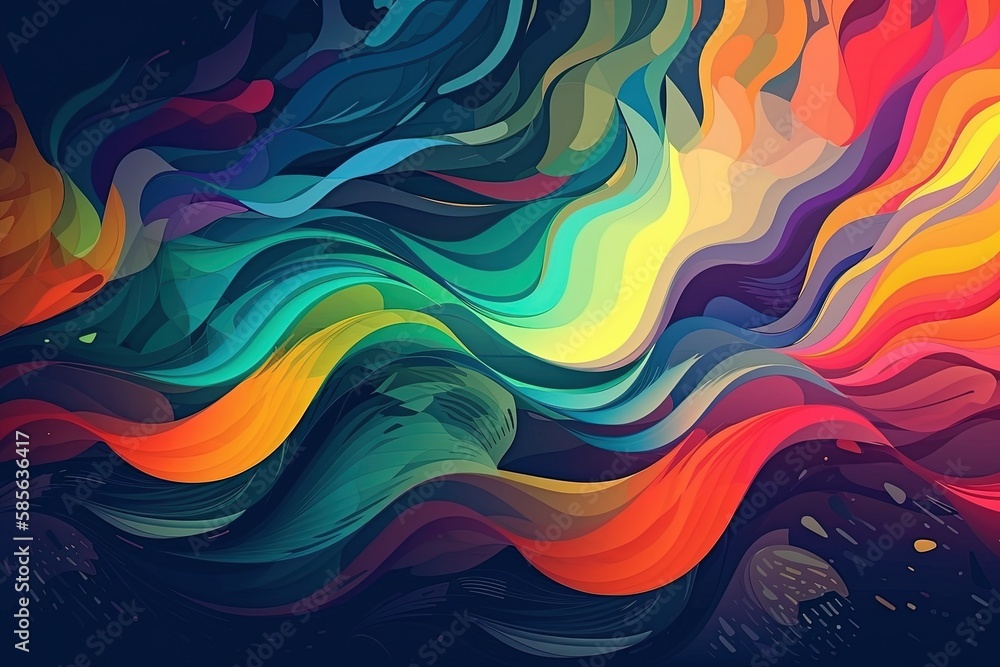 Poster colorful wavy lines creating an abstract background. generative ai