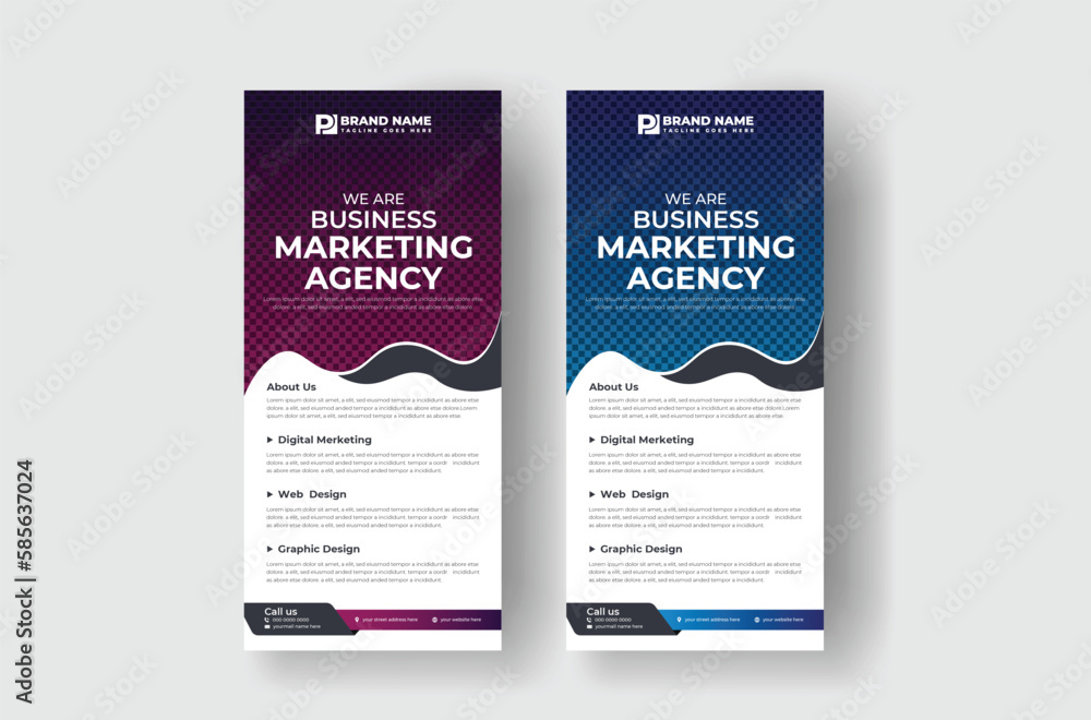 Wall mural business rack card design template with roll up banner design