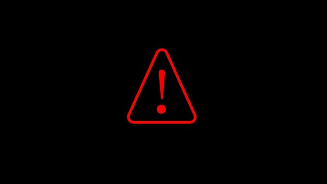 animation of an exclamation or danger sign on a black background
