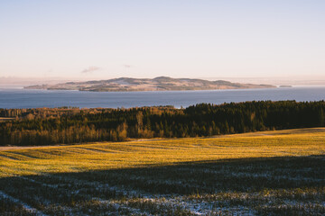 Helg&oslash;ya Island in Lake Mj&oslash;sa at fall.