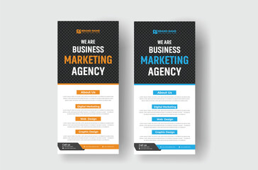 business rack card design template with roll up banner design