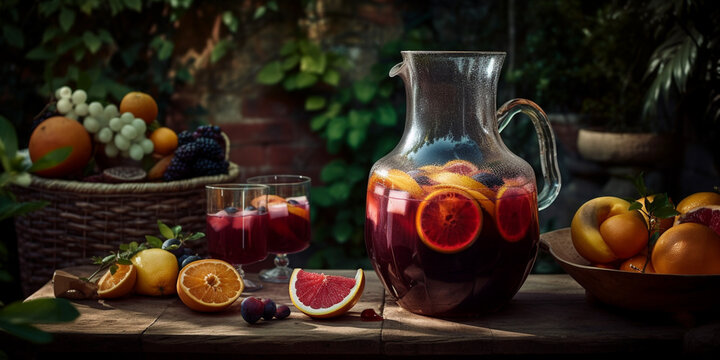 Sangria drink. stillife photo Generative AI