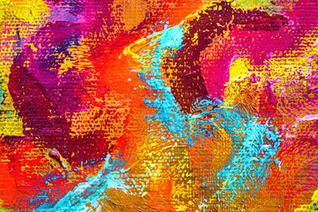 Colorful abstract oil painting art background. Texture of canvas and oil.