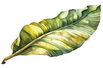single green leaf painted in watercolor. Generative AI