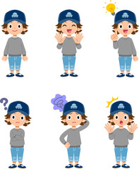 様々な表情をする男の子のイラストセット
