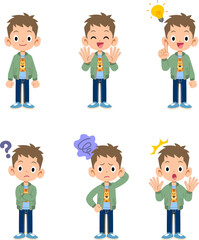 様々な表情をする男の子のイラストセット
