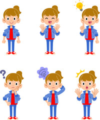 様々な表情をする女の子のイラストセット
