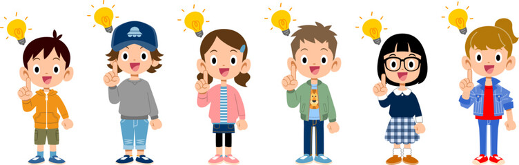 アイデアがひらめいた子どもたち
