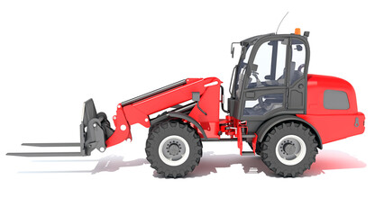 Telescopic Wheel Loader 3D rendering on white background