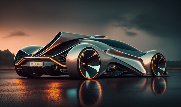Futuristic car concept autonomus mobile transportation. ai generate image.