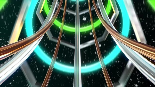 背景　3D　トンネル　レール