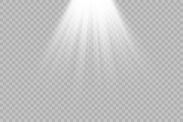 Bright beam of light on a transparent background.