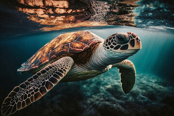 turtles swimming in the sea, generative ai