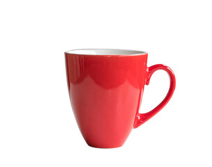 Red cup, side view. Isolated, transparent background.
