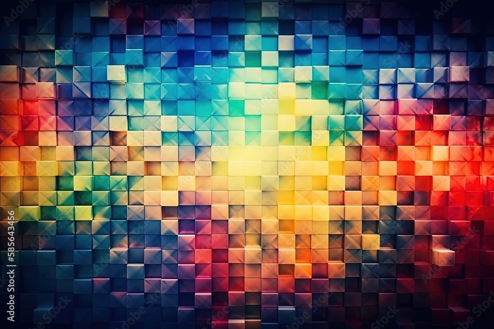 Poster colorful background with squares of various colors. generative ai