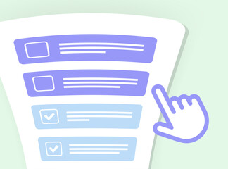To-do list app service with task management and check marks. Web-based task list, online planner and digital to-do list with clicking cursor. For task management, productivity, time management visuals