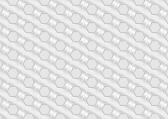 White grey hexagons abstract geometric glossy pattern. Vector tech background
