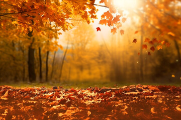Naklejka na ściany i meble Beautiful autumn landscape. Generative AI 