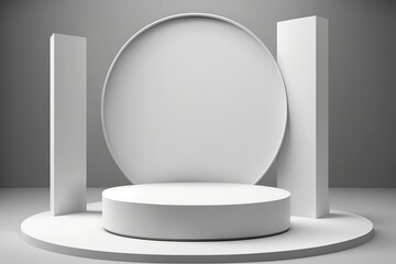 3D render, Minimal empty podium or pedestal display, Blank product shelf for presentation. Generative ai