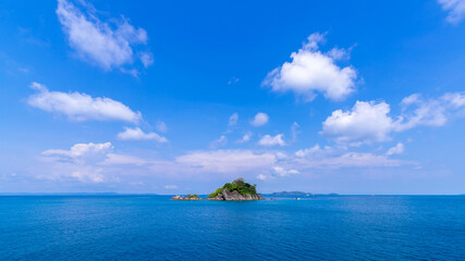 beautiful beach view Koh Chang island seascape at Trad province Eastern of Thailand on blue sky background , Sea island of Thailand landscape