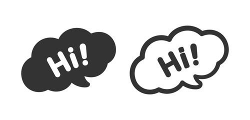 Cute Hi! greeting speech bubble icon. Simple flat vector illustration.