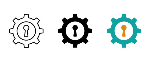 Privacy mode icons with security feature designs