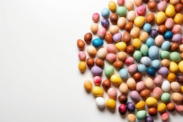 Obraz premium colorful candy arrangement on a white table. Generative AI