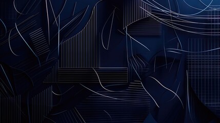 motifs de design minimalistes et abstraits, dans plusieurs tons de bleu marine © Merilno