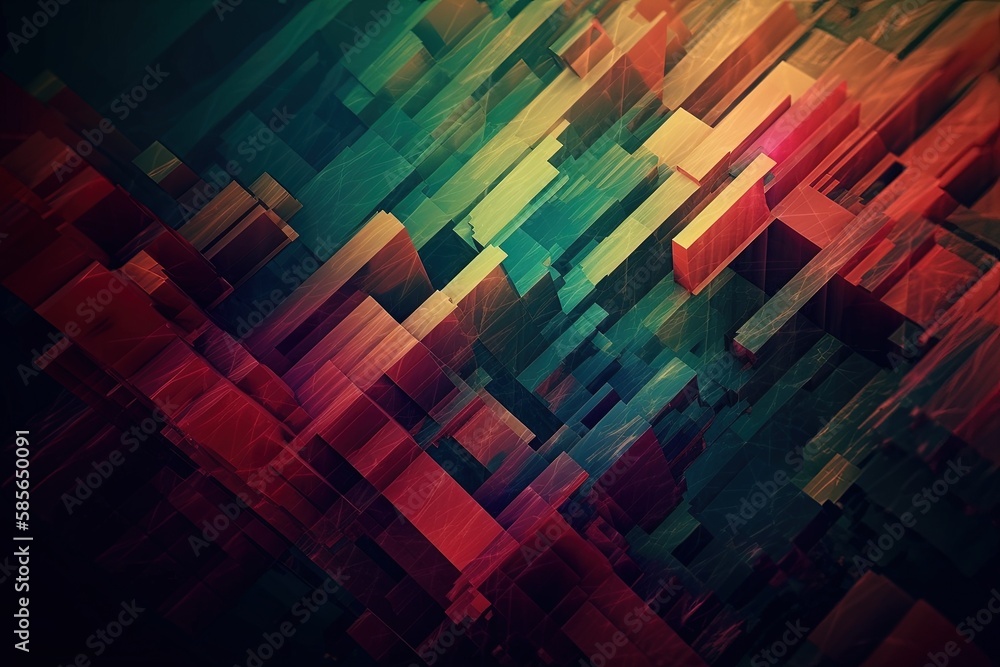 Poster vibrant abstract background with overlapping squares and rectangles. generative ai
