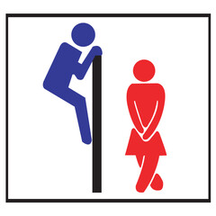 Male and female signs. Funny restroom icon.