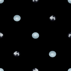 Watercolor Pattern with Pearls on a Black Background