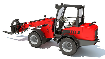 Telescopic Wheel Loader 3D rendering on white background
