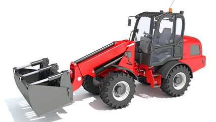Telescopic Wheel Loader 3D rendering on white background