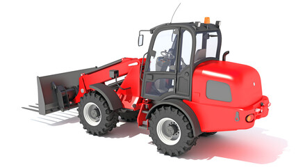 Telescopic Wheel Loader 3D rendering on white background