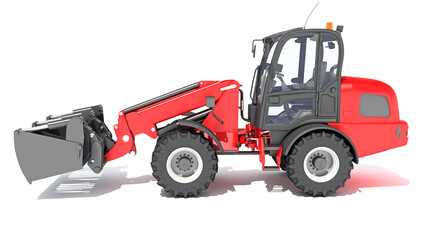 Naklejka premium Telescopic Wheel Loader 3D rendering on white background
