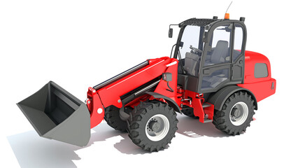 Telescopic Wheel Loader 3D rendering on white background
