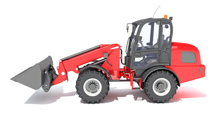 Naklejka premium Telescopic Wheel Loader 3D rendering on white background