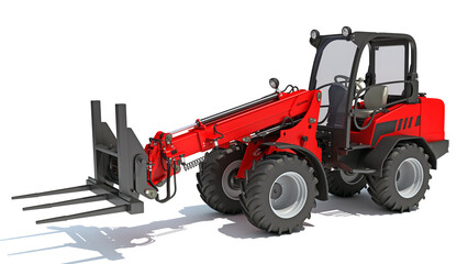 Telescopic Wheel Loader 3D rendering on white background