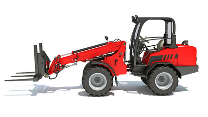 Telescopic Wheel Loader 3D rendering on white background