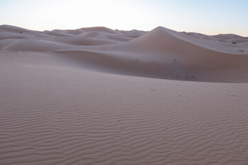Fototapeta na wymiar The mystical windswept dunes of the Sahara desert