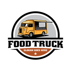 retro taco food truck illustration logo vector