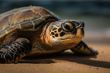 turtle on the beach, generative ai