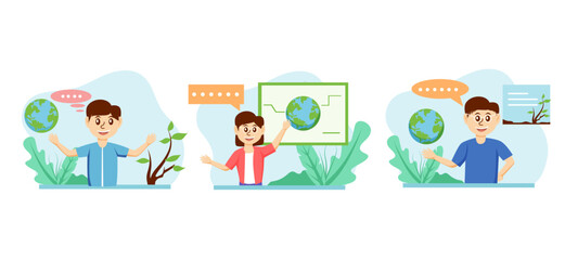 Earth Day Flat Bundle Design Illustration