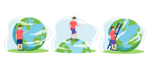 Flat Bundle Earth Day Design Illustration