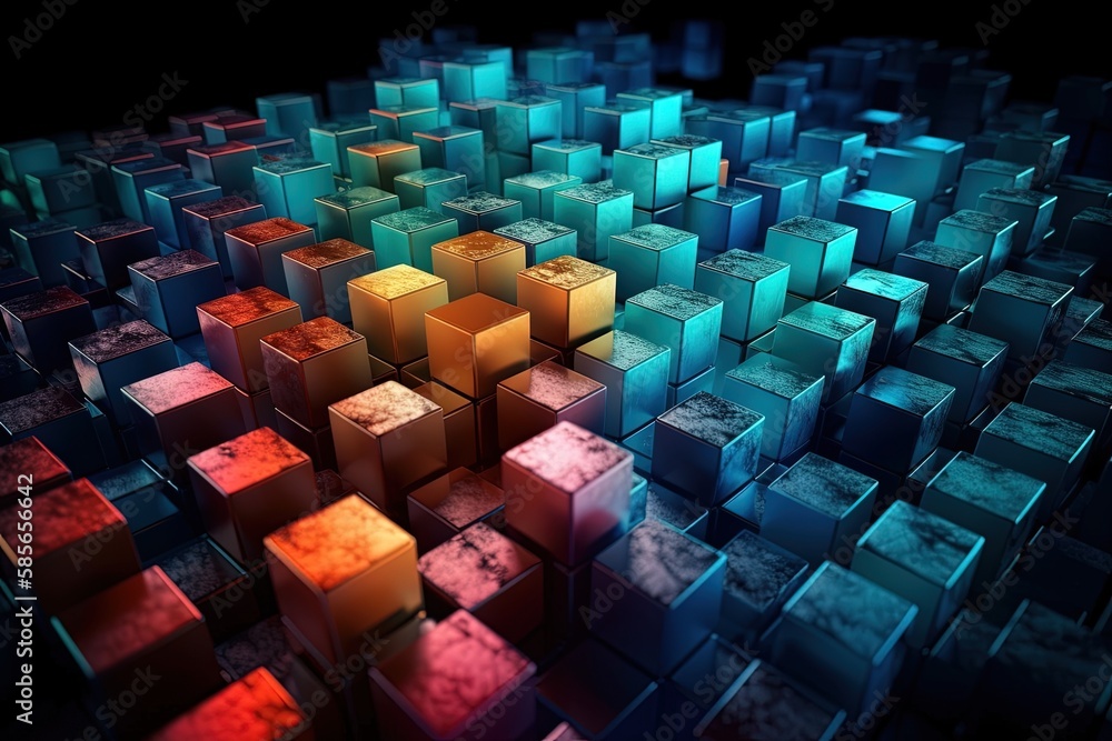 Poster colorful cube pattern. generative ai