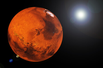 Planet Mars on a dark background. Elements of this image furnishing NASA. - obrazy, fototapety, plakaty