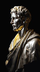 Obraz premium Un homme stoïque comme une sculpture ou une statue en marbre avec des lignes dorées